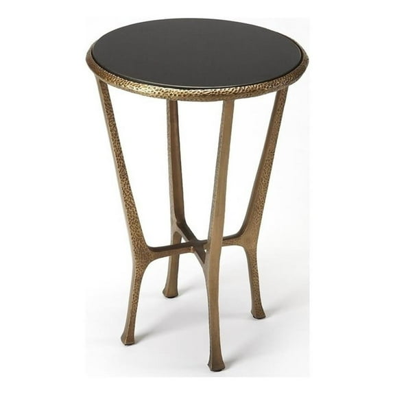 Pemberly Row Modern Metal And Stone Accent Table - Black / Bronze