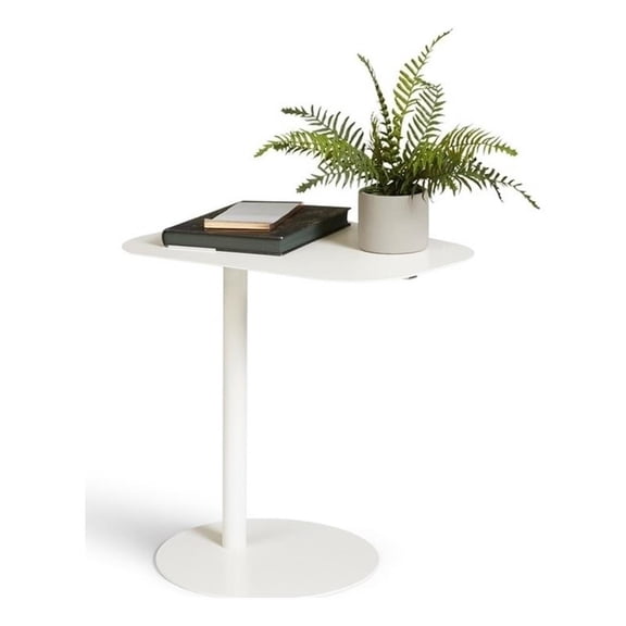 Pemberly Row Modern Metal End Table Space Saving C Shaped Design in White