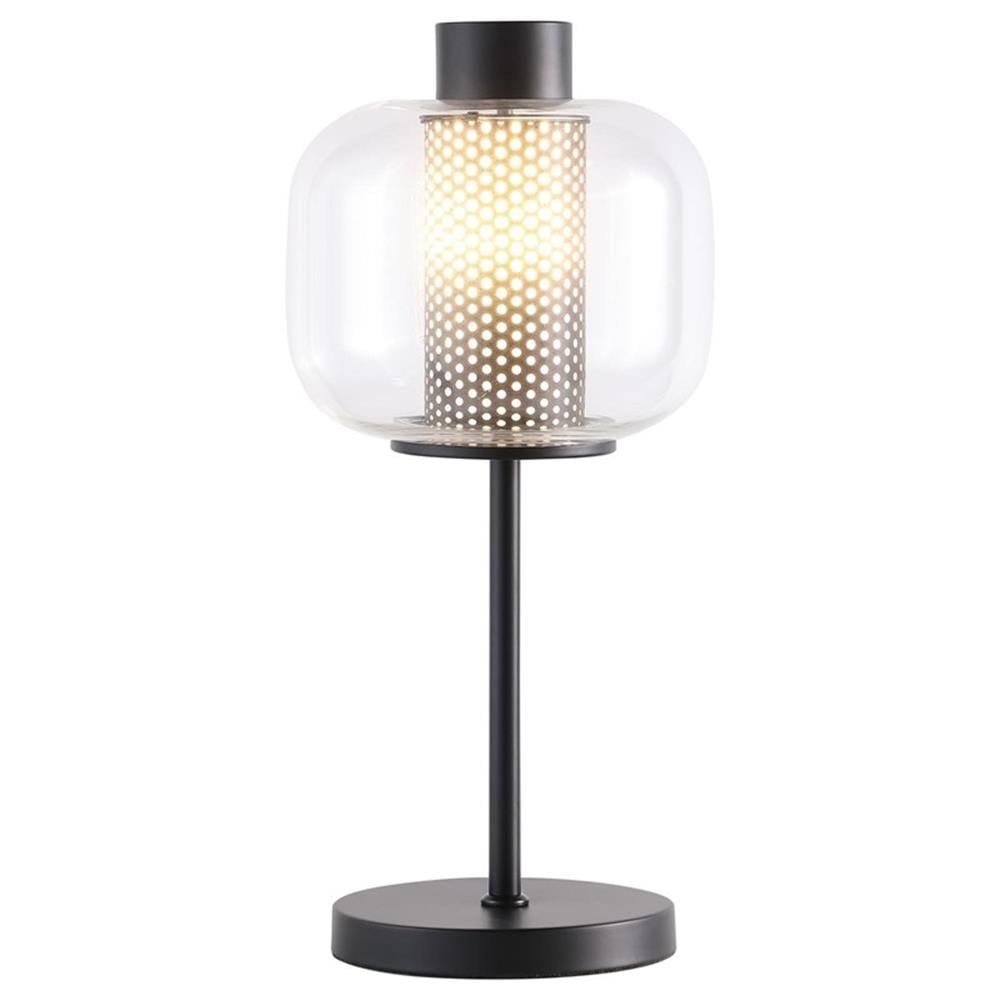 Black Iron Table Lamp with Clear Glass Shade