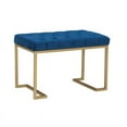 thumbnail image 1 of Pemberly Row Modern Metal Upholstered Velvet Bench in Navy and Gold, 1 of 7