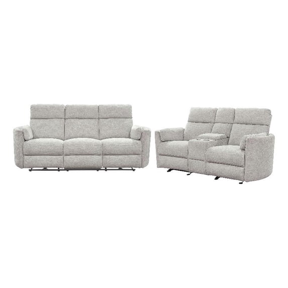 Pemberly Row Modern Mineral Power Glider Reclining Sofa and Glider Loveseat