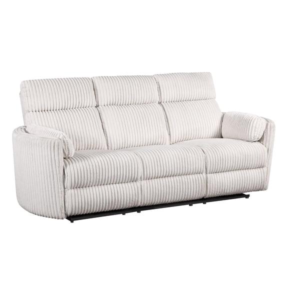Pemberly Row Modern Modern Fabric Power Glider Reclining Sofa in Ivory