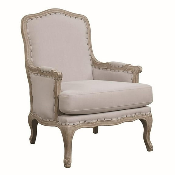 Pemberly Row Modern Modern Wood Cream Furnishings Accent Chair