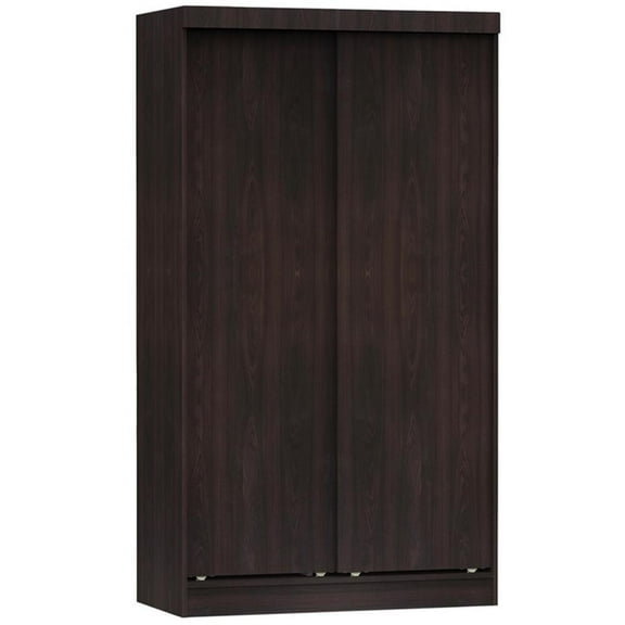 Pemberly Row Modern Modern Wood Double Sliding Door Wardrobe in Tobacco