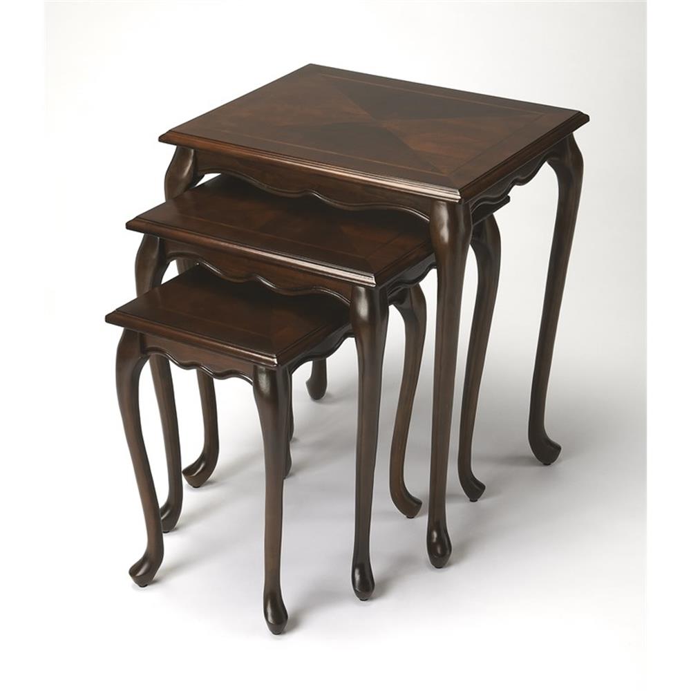 Pemberly Row Modern Nest Of Tables In Dark Brown Cherry Finish ...