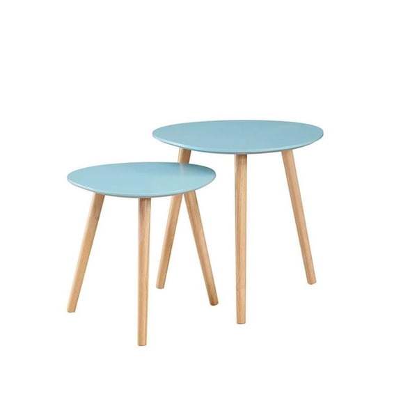Pemberly Row Modern Nesting End Tables in Mint Green Wood Finish