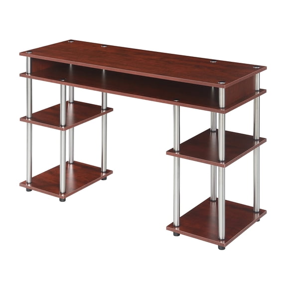 Pemberly Row Modern No-Tools Student Desk in Cherry Wood Finish