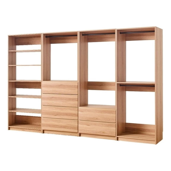 Pemberly Row Modern Oak Freestanding Walk in Wood Closet System