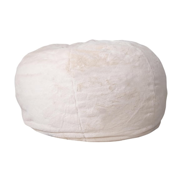 Pemberly Row Modern Oversized Faux Fur Bean Bag Chair in White