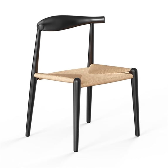 Pemberly Row Modern Papercord Dining Chair in Natural and Black