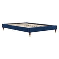 thumbnail image 1 of Pemberly Row Modern Performance Velvet Full Platform Bed Frame in Navy, 1 of 6
