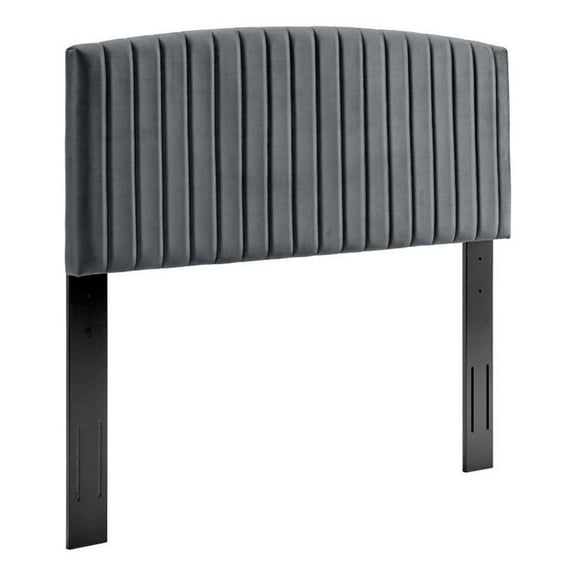 Pemberly Row Modern Performance Velvet Full/Queen Headboard in Charcoal