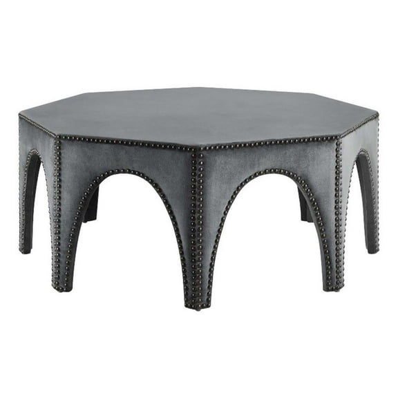 Pemberly Row Modern Performance Velvet Ottoman in Gray/Black