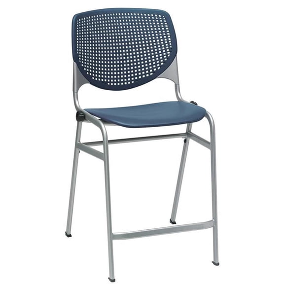 Pemberly Row Modern Plastic Counter Stool - Navy Seat and Back