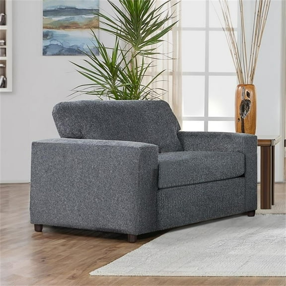 Pemberly Row Modern Polyester Fabric Cuddle Chair in Ash Gray
