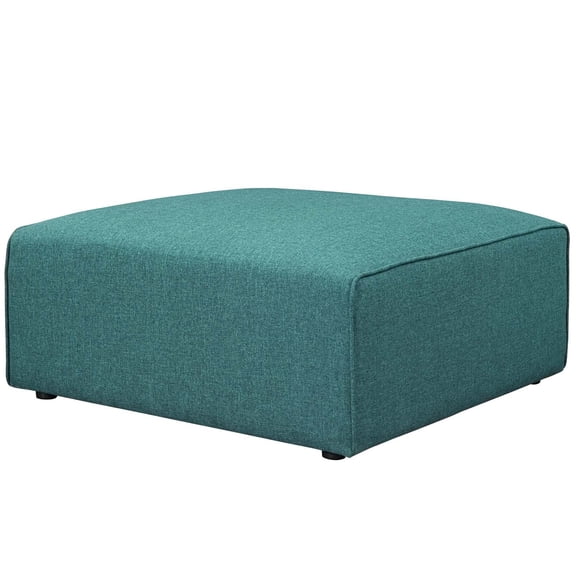 Pemberly Row Modern Polyester Fabric Ottoman in Teal Blue Finish