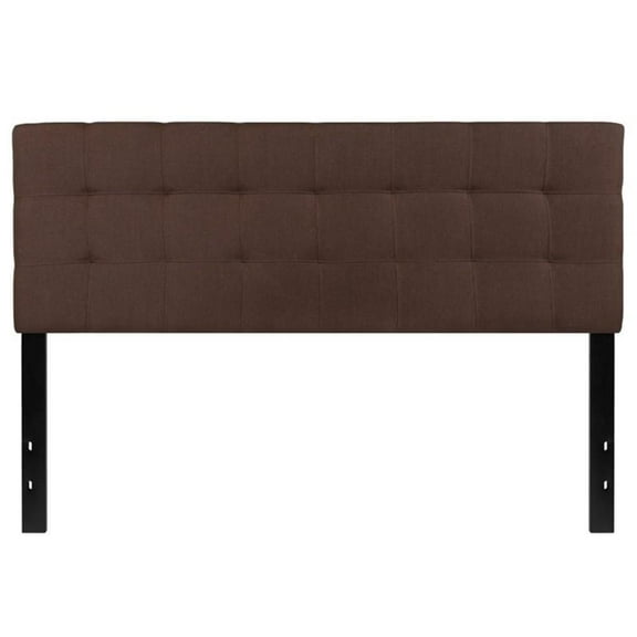 Pemberly Row Modern Queen Fabric Panel Headboard in Dark Brown