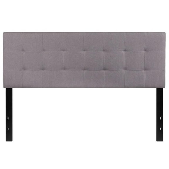 Pemberly Row Modern Queen Fabric Panel Headboard in Light Gray
