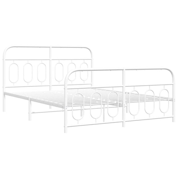 Pemberly Row Modern Rectangular Steel King Bed Frame in White