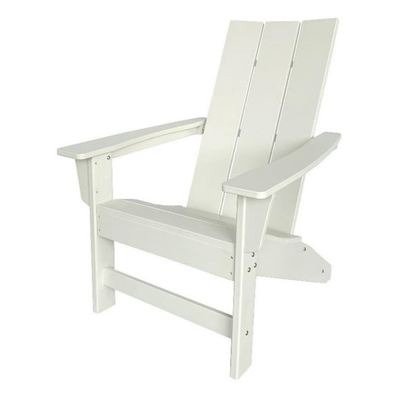 Pemberly Row Modern Resin All-Weather Patio Porch Adirondack Chair in White