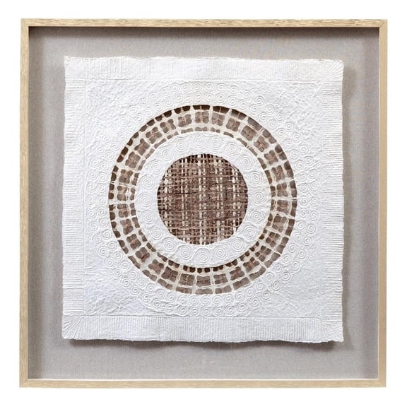 Pemberly Row Modern Rice Paper Shadowbox Wall Art in Neutral Tones
