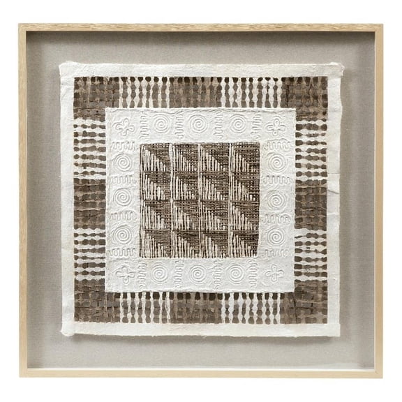 Pemberly Row Modern Rice Paper Shadowbox Wall Art in White/Brown