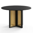 Pemberly Row Modern Round Dining Table with Cane Base in Black