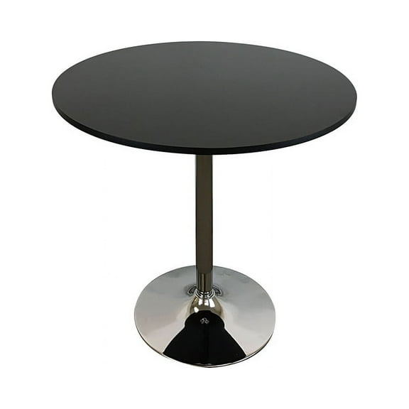 Pemberly Row Modern Round Wood Dining Table in Black