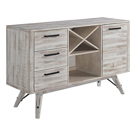 Pemberly Row Modern Rustic 58x18" Wood Server in White Finish