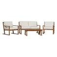 thumbnail image 1 of Pemberly Row Modern Slat Back 4 Piece Solid Wood Chat Set - Brown, 1 of 6
