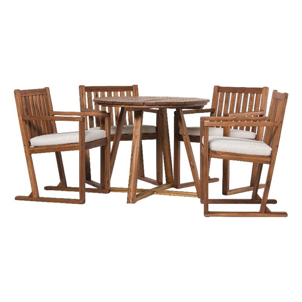 Row Slats Pemberly Row Modern Slat Back 5 Piece Solid Wood Dining Set - Brown ...
