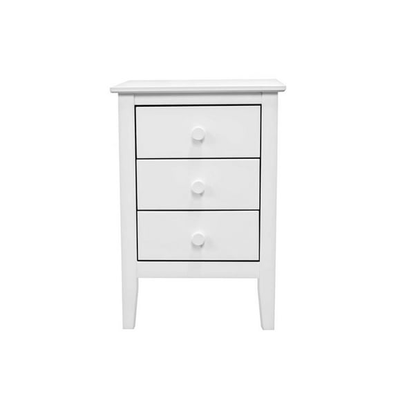Pemberly Row Modern Solid Wood 3-Drawers End Table/Nightstand in White