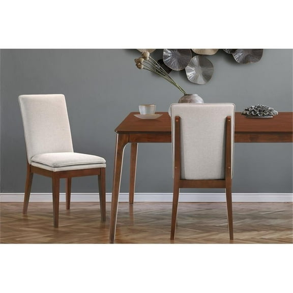 Pemberly Row Modern Solid Wood Dining Chair in Natural (Set of 2)