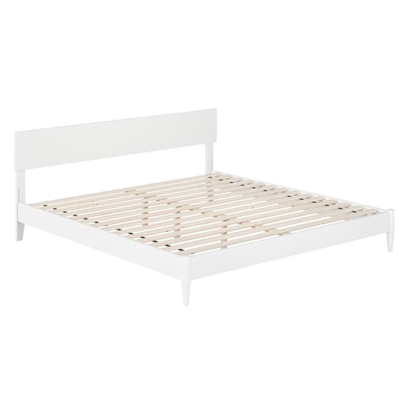 Pemberly Row King Solid Wood Modern Low Profile Platform Bed in White