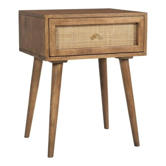 Pemberly Row Modern Solid Wood One-Drawer Nightstand in Walnut
