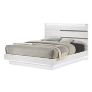 Pemberley Row Solid Wood White Bed Glitz and Glam Queen Platform Style 63.74W x 81.89L Assembled
