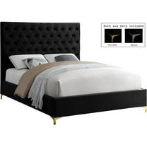 Pemberly Row Modern Solid Wood Tufted Velvet King Bed in Black