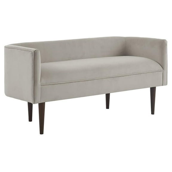 Pemberly Row Modern Solid Wood and Polyester Accent Bench in Cream