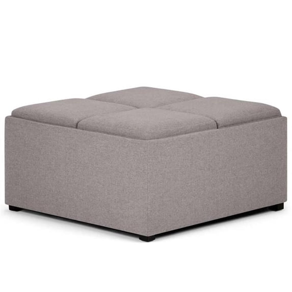 Pemberley Row Solid Wood Cloud Gray Ottoman Square Multi-functional 35" Unassembled