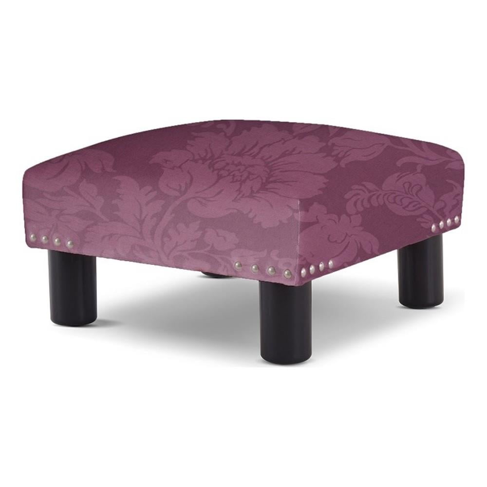 Jules Purple Floral Sateen Upholstered Footstool Ottoman