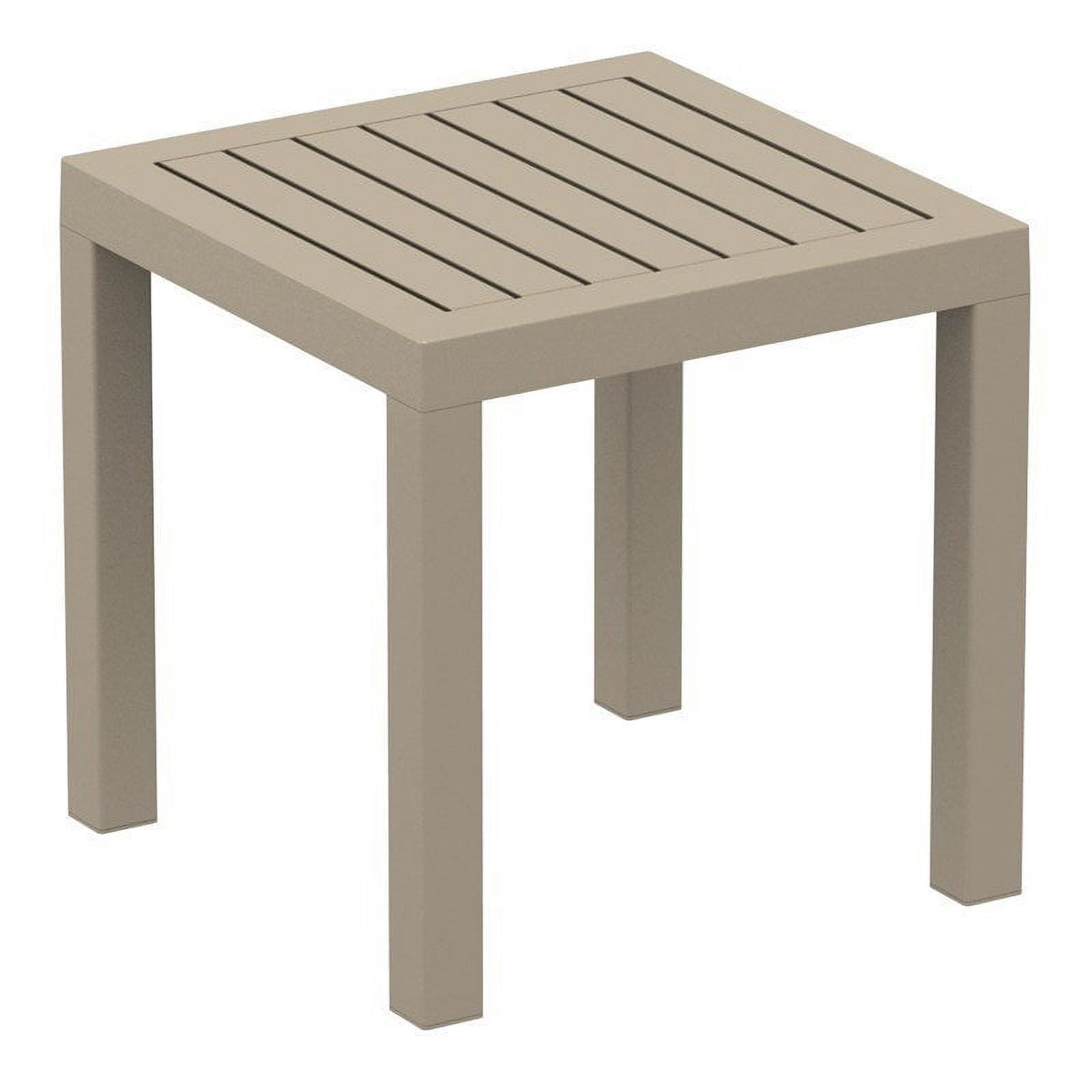 Pemberly Row Modern Square Resin Patio Side Table in Dove Gray ...