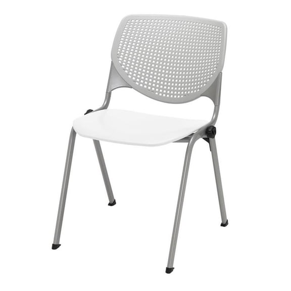 Pemberly Row Modern Stack Chair - Light Gray Back - White Seat