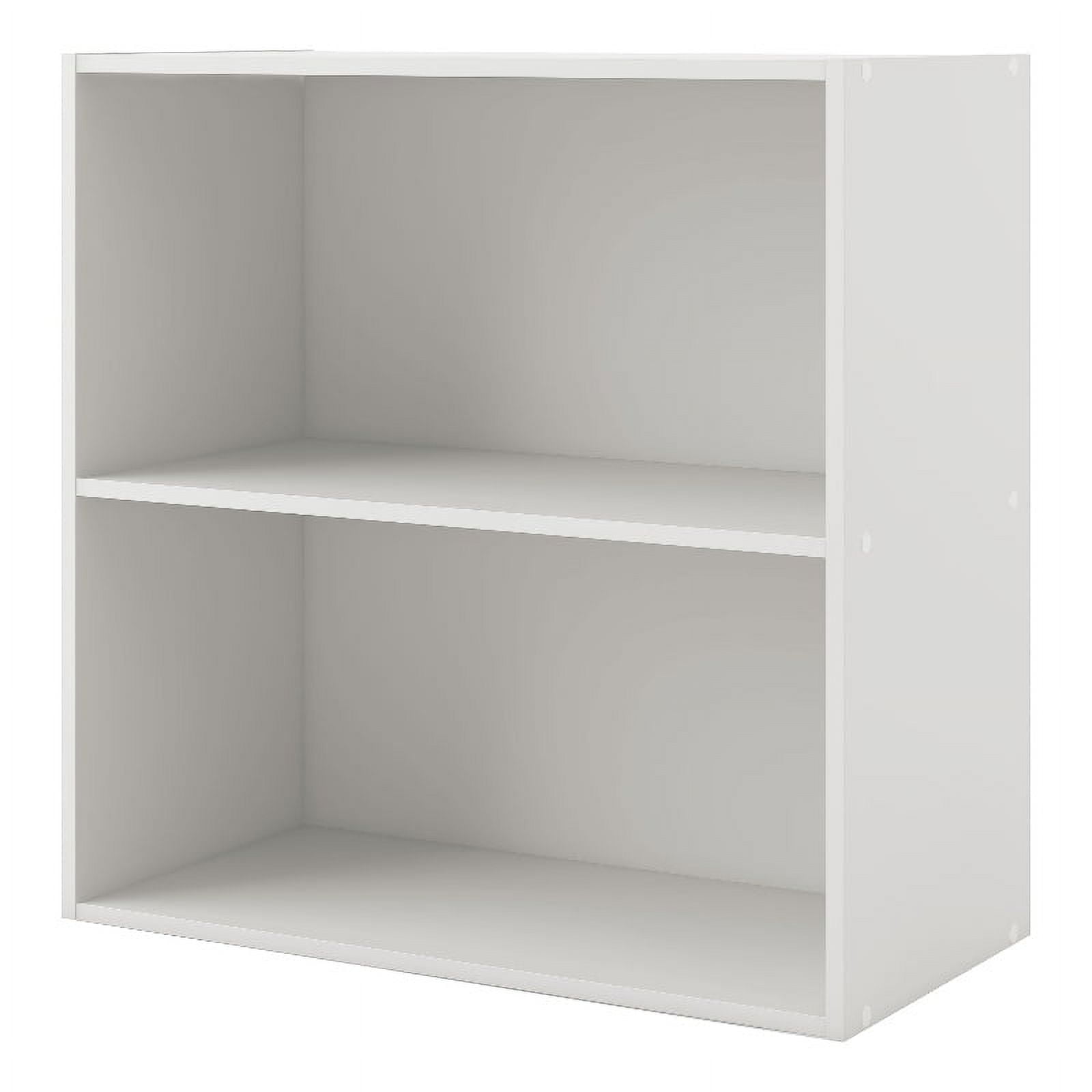 Pemberly Row Modern Stackable Wood 2Shelf Bookcase in White