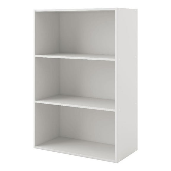 Pemberly Row Modern Stackable Wood 3-Shelf Bookcase in White