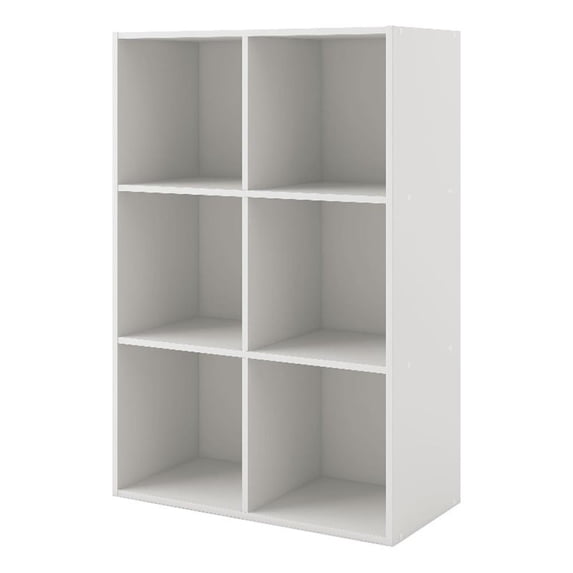 Pemberly Row Modern Stackable Wood 6-Cube Bookcase in White Finish