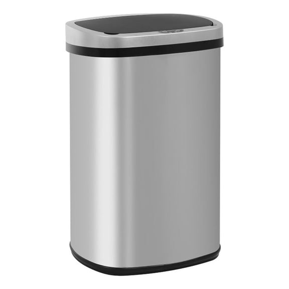 Pemberly Row Modern Stainless Steel Kitchen Trash Can in Silver