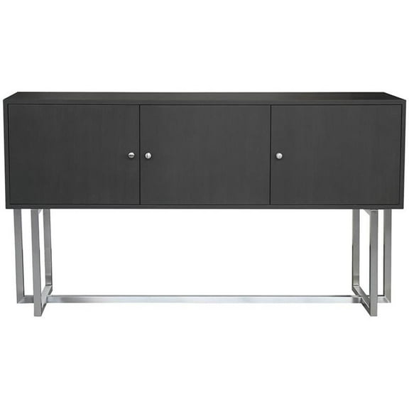 Pemberly Row Modern Stainless Steel Storage Console Table in Gray