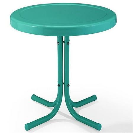Pemberly Row Modern Steel Metal Patio End Table in Turquoise Gloss