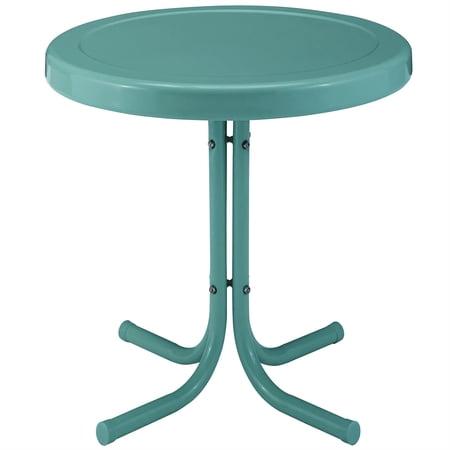 Pemberly Row Modern Sturdy Steel Metal Patio End Table in Caribbean Blue