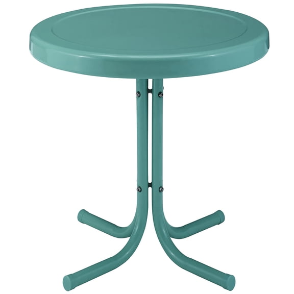 Pemberly Row Modern Sturdy Steel Metal Patio End Table in Caribbean Blue